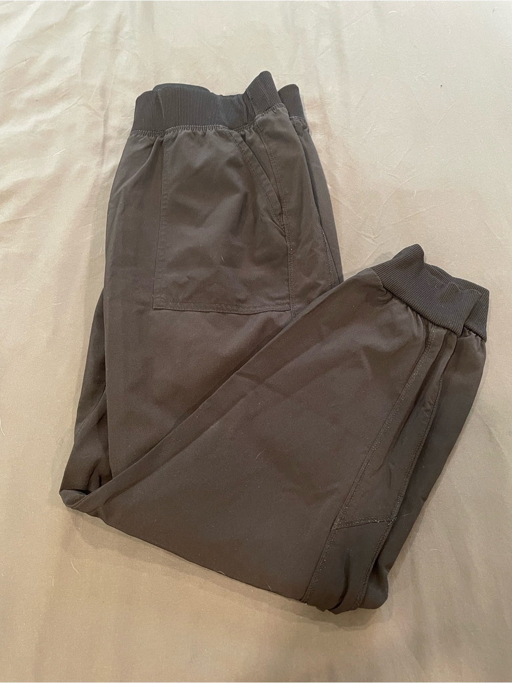 Cherokee Allura Women's Black Rib-Waist Jogger Scrub Pants Large Petite